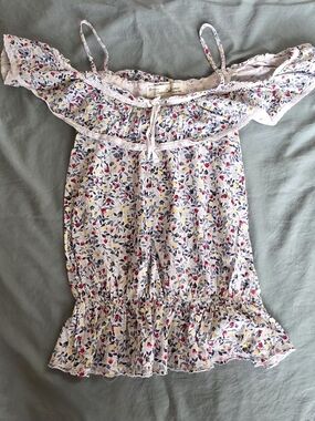 Vintage Havana Girls' White Floral Off-Shoulder Short Sleeve Top